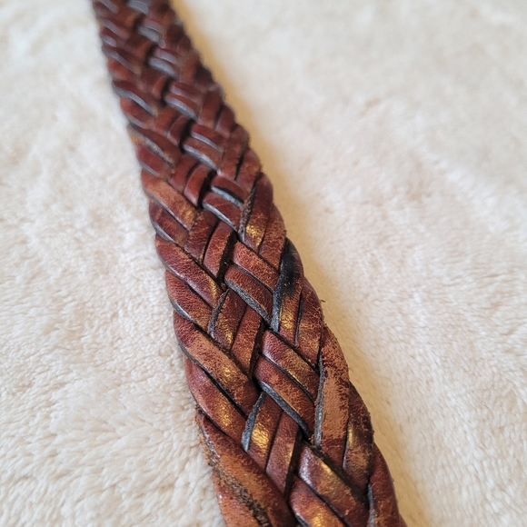 TRAFALGAR Brown Men's Leather Braided Belt - Picture 8 of 11